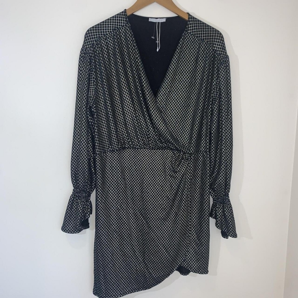 Elegant Black and White Wrap Dress
